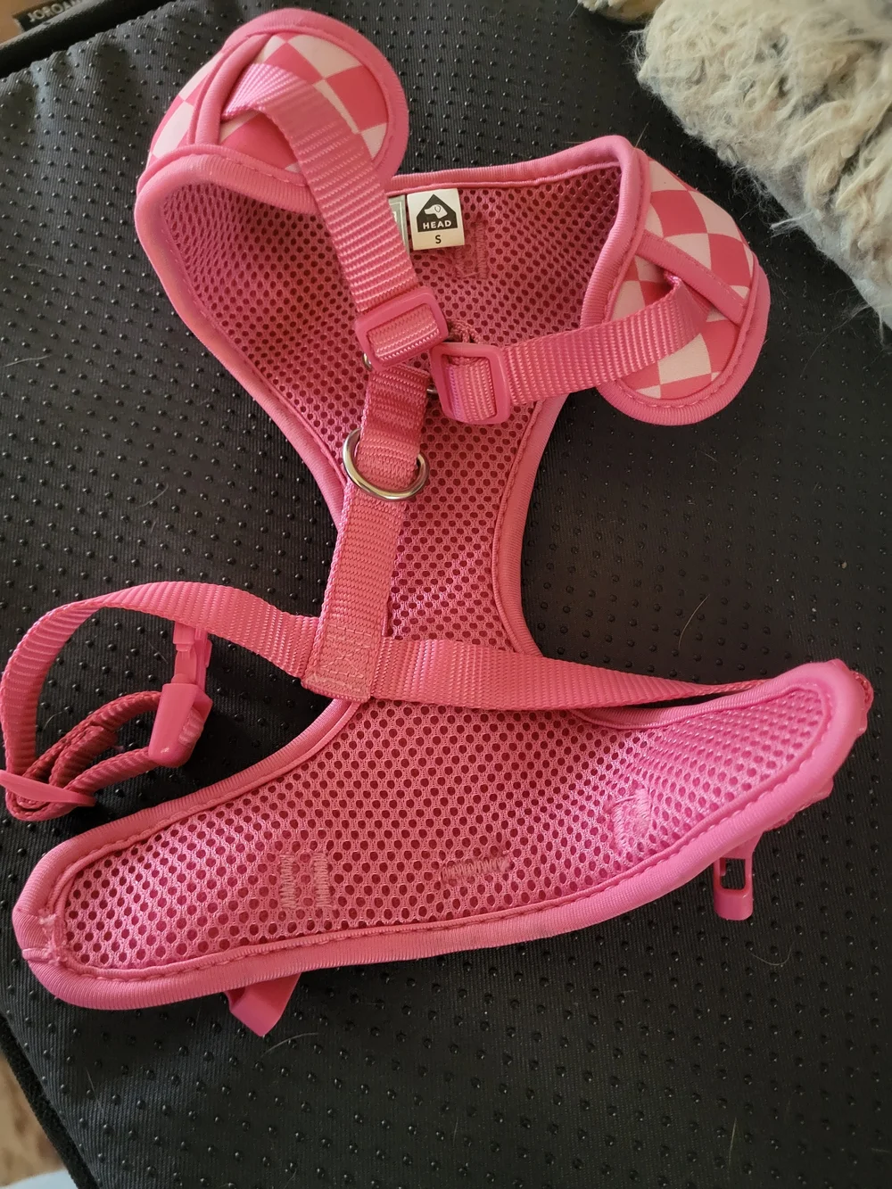 Top Paw Pink and White Checkered Dog Harness